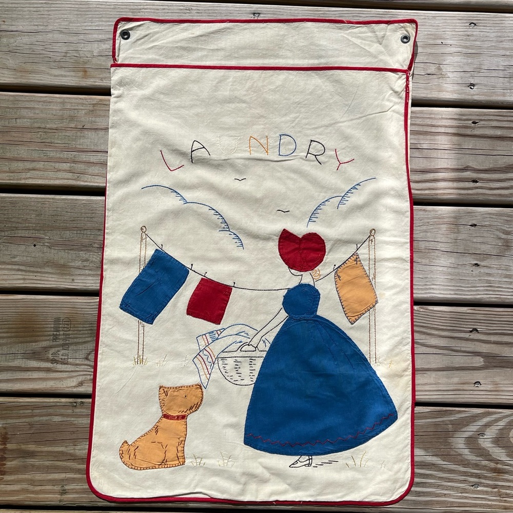 Handmade laundry bag, vintage 1940’s!